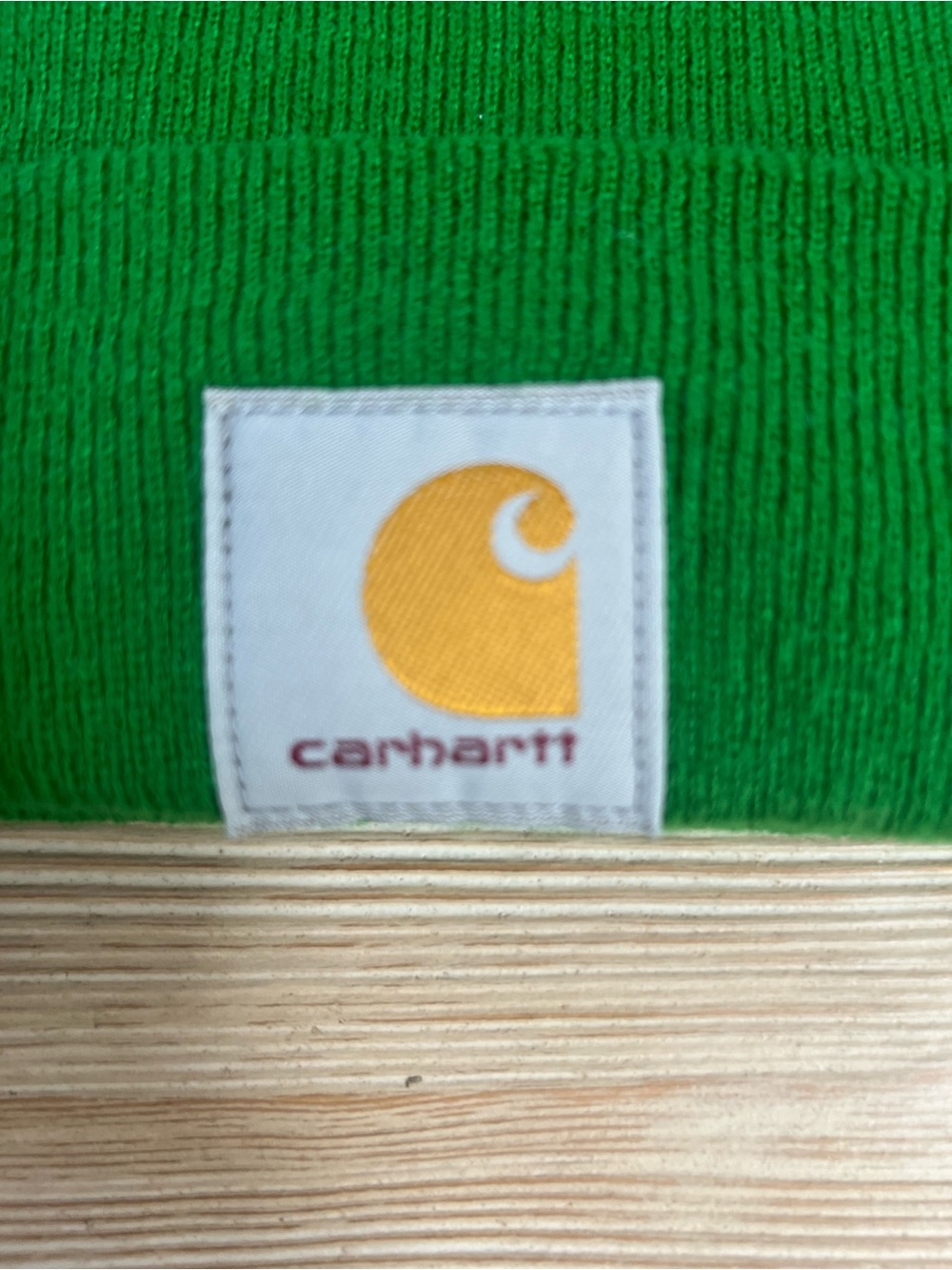 Carhartt Watch Cap Beanie Green Knit Cuffed Logo Hat One Size - Picture 2 of 5